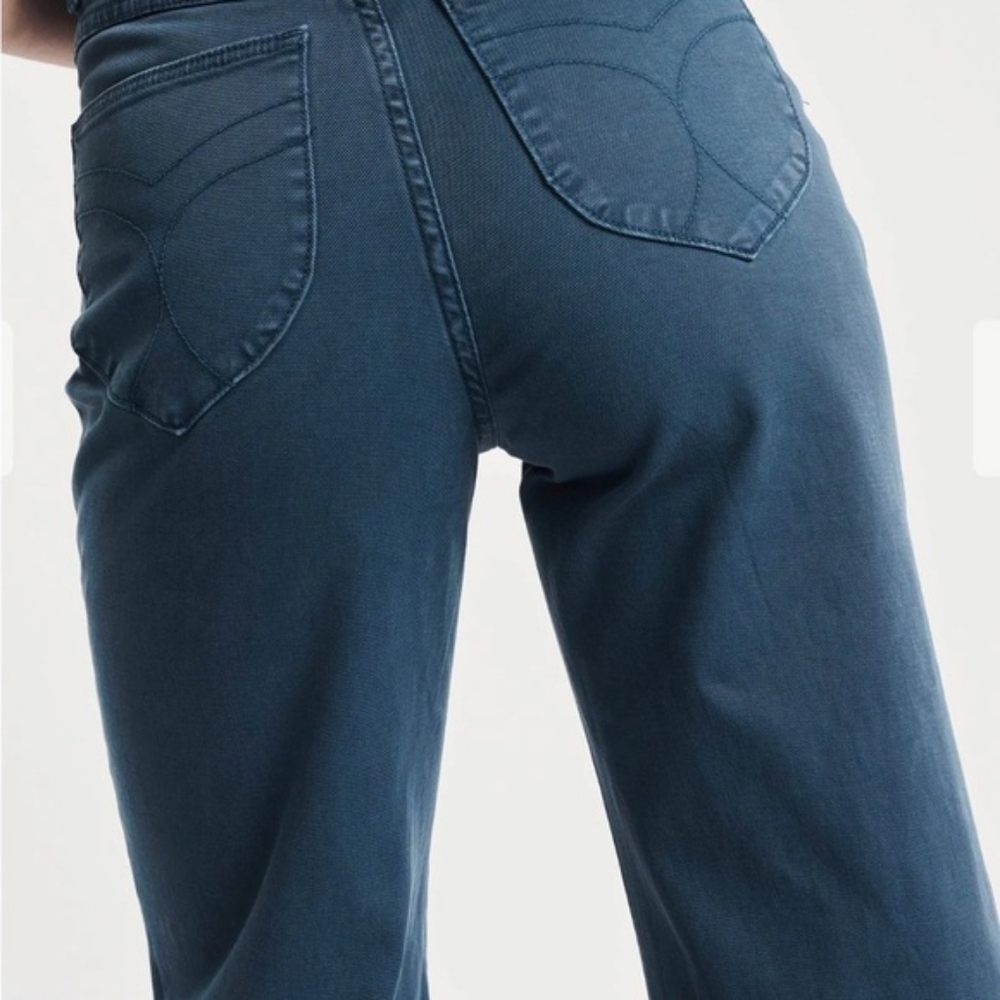Rolla's Sailor Ankle Wide Straight Leg Jeans Petrol Blue - Picture 7 of 7